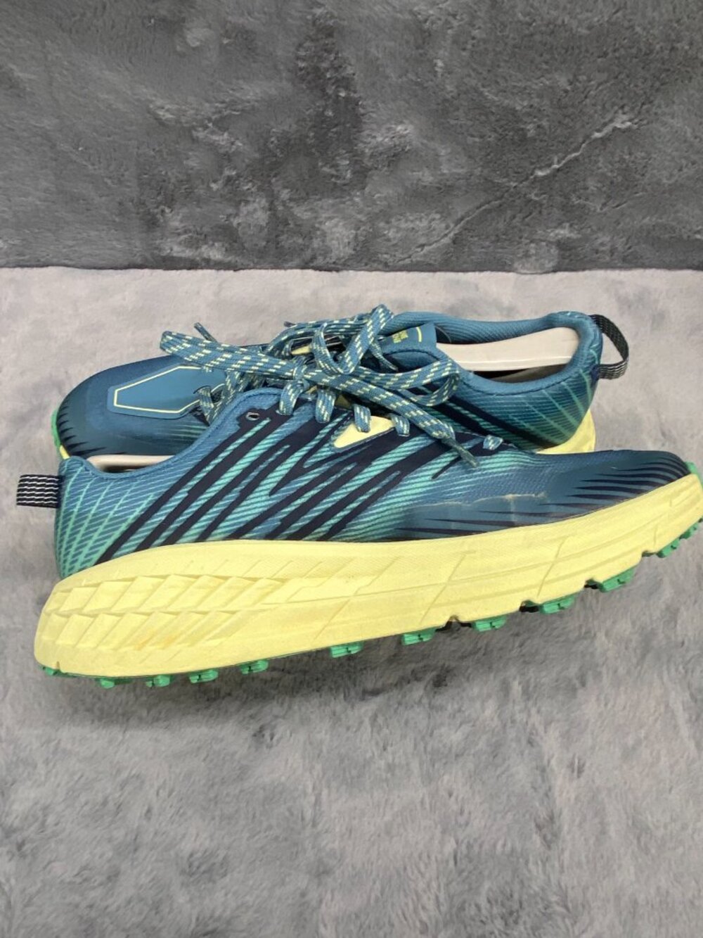 Hoka Speedgoat 4 Trail Running Hiking Blue Yellow Sneakers Shoes Womens Size 8 - Picture 5 of 14